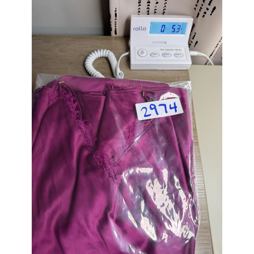 Victoria's Secret Satin Lace Pajama Set Women L Magenta Cami Shorts Boudoir Glam - Picture 14 of 14